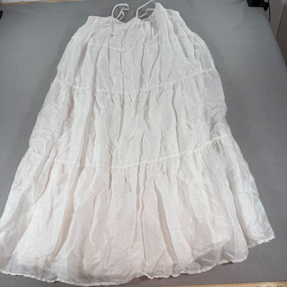Bella Dahl White Tiered Maxi Dress Tie Strap Boho Summer Womens L‎